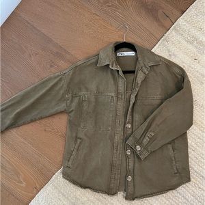 Zara denim overshirt in army green